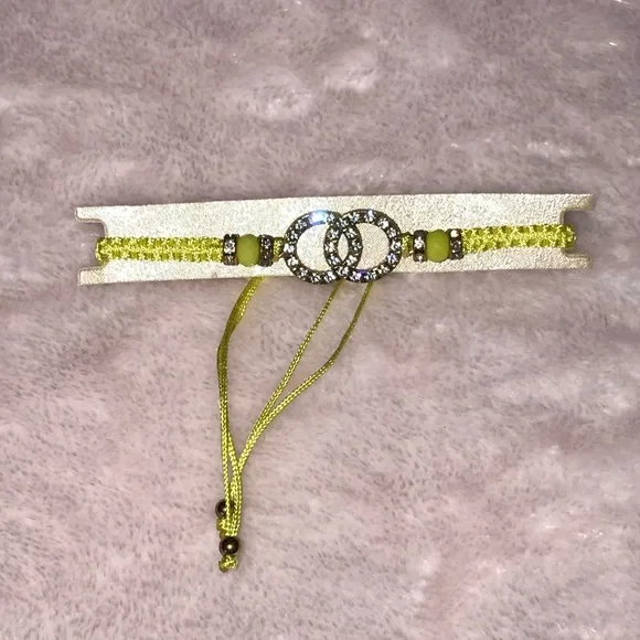✨✨5/$10✨✨ Lucky Yellow String Minimalist Thread Macrame Rope Bracelet w Crystal - Picture 6 of 6